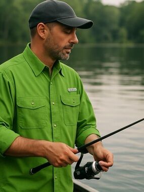 Columbia Lime Green Long-Sleeve Utility Shirt Fish Gear Size S